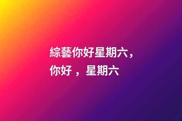綜藝你好星期六，你好，星期六